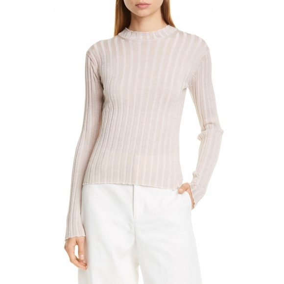 Vince Sweaters - VINCE | Metallic Ribbed Wool Blend Pullover